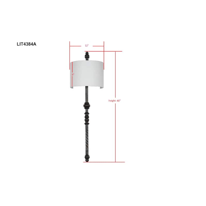 SAFAVIEH Lighting Camisha 1-Light Silver Black Wall Sconce - 12"x9"x40" - Silver/Black - 12Wx9Dx40H