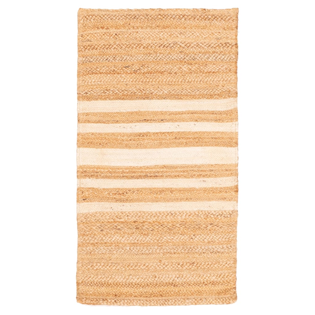 ECARPETGALLERY Braided Weave Palas Denizli Light Brown Jute Rug - 2'8 x 5'0