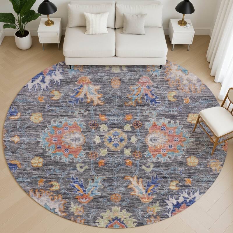 Premium Washable Super Soft Traditional Lily Mayfield Rug - Gray - 8' x 8'