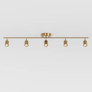 Shura 5-Light Brushed Brass Integrated LED Track Light with Rotatable Heads, 4 ft. Track Lighting Kit, 3000k, 2450 Lumen