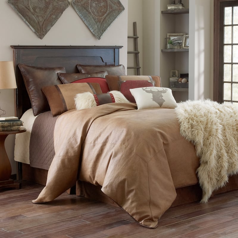 Paseo Road by HiEnd Accents Brighton Stitched Faux Leather Decorative Throw Pillow, 18" x 18"