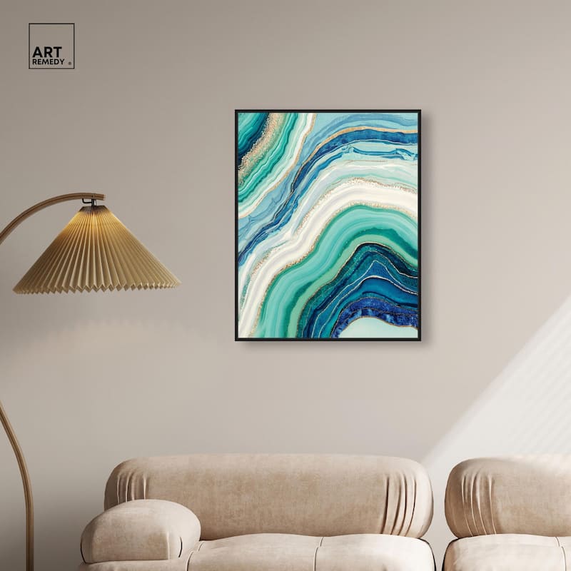 Blue Green Abstract Agate I Canvas by Art Remedy