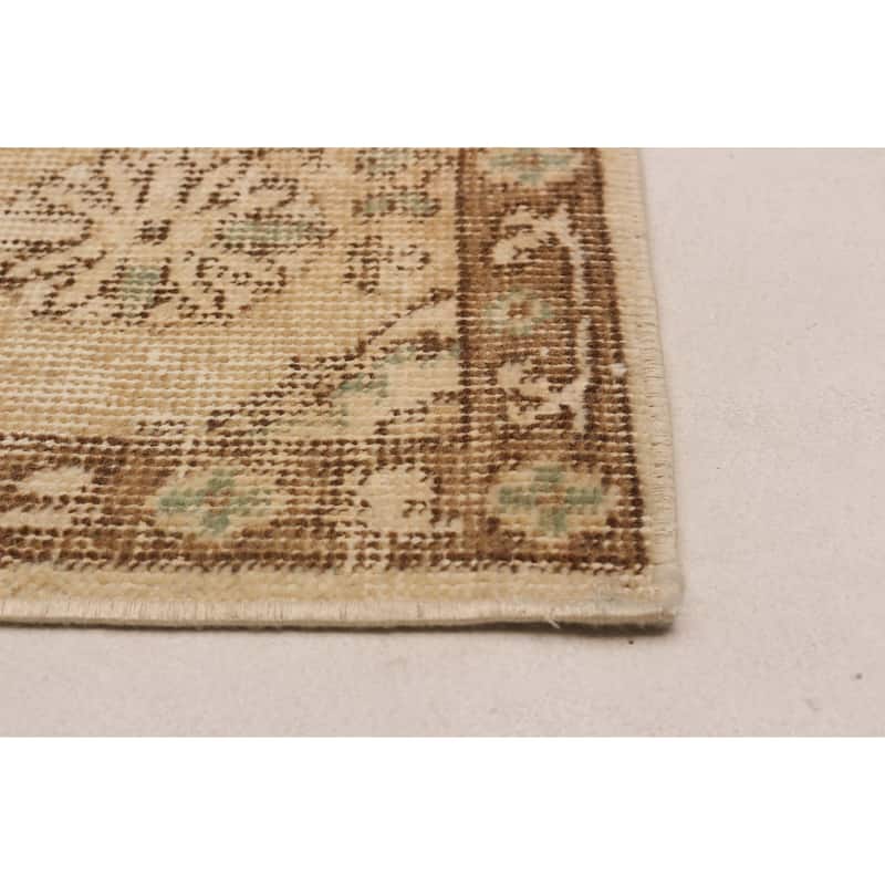 ECARPETGALLERY Hand-knotted Antalya Vintage Cream Wool Rug - 5'9 x 9'4