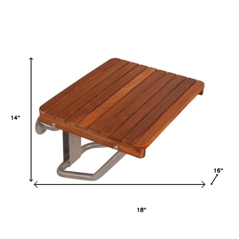 14" X 18" Brown Teak Rectangular Shower Bench