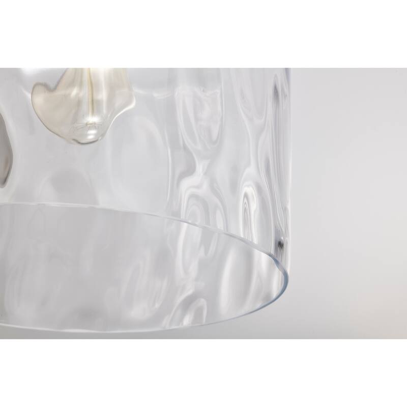 Clear Dimpled Cylindrical Glass Pendant Ceiling Light - 12in