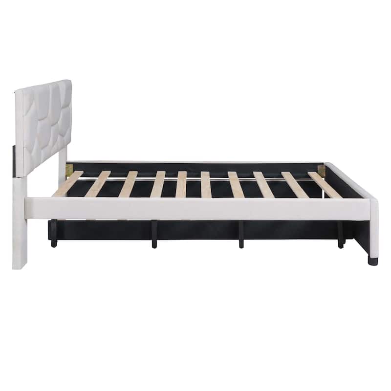 Brick Pattern Platform Bed with Trundle