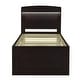 preview thumbnail 4 of 7, Twin XL Size Platform Bed with LED Headboard, Storage Bed with Charging Station, Trundle and 2 Drawers, Dark Brown