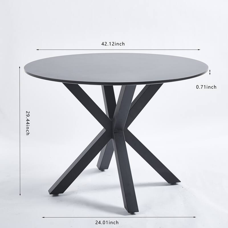 42.1"BLACK AND WOOD COLOR Table Mid-century Dining Table for 4-6 people, End Table Leisure Coffee Table,cross leg