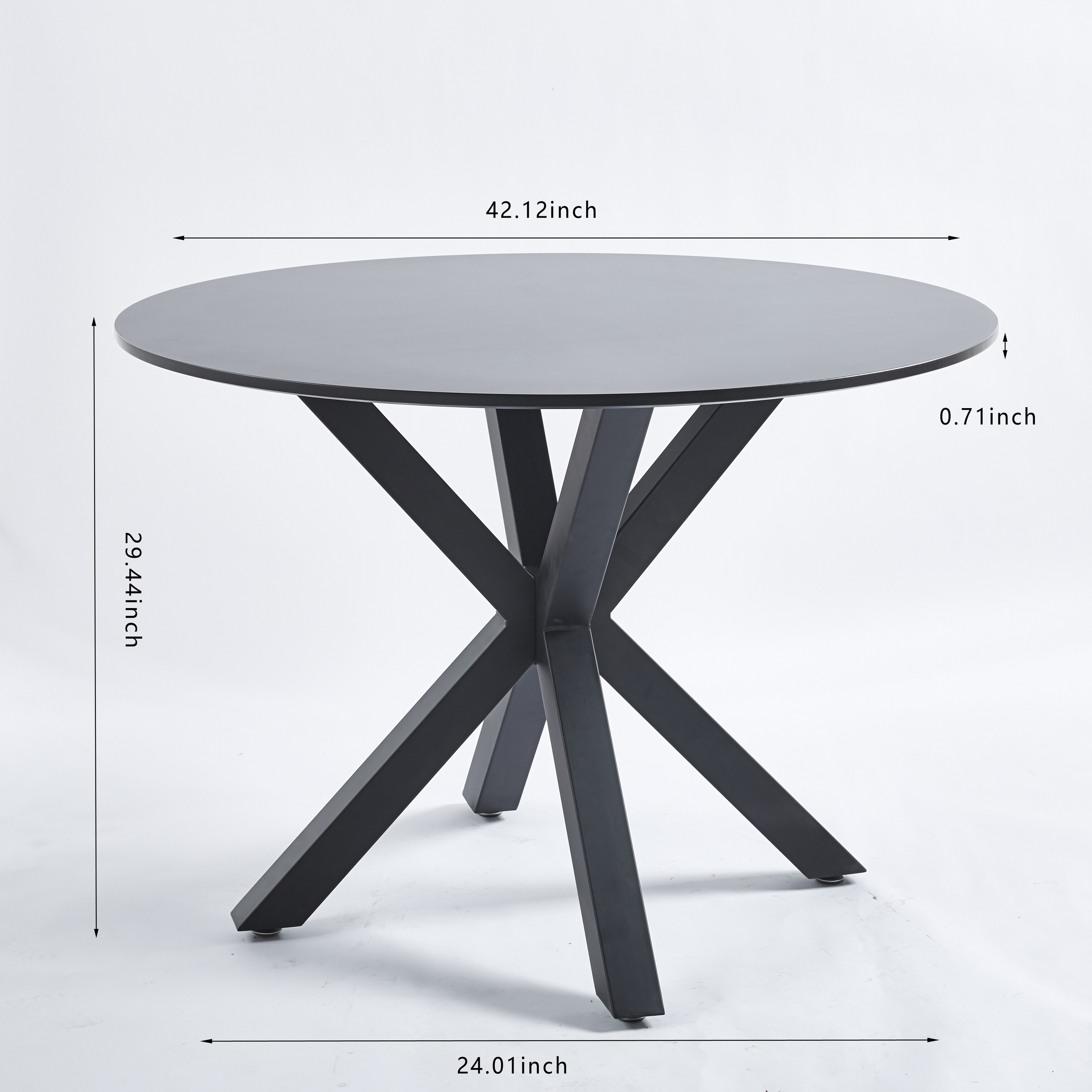 Modern Round Dining Table with Cross Legs, Metal Base, Sturdy and