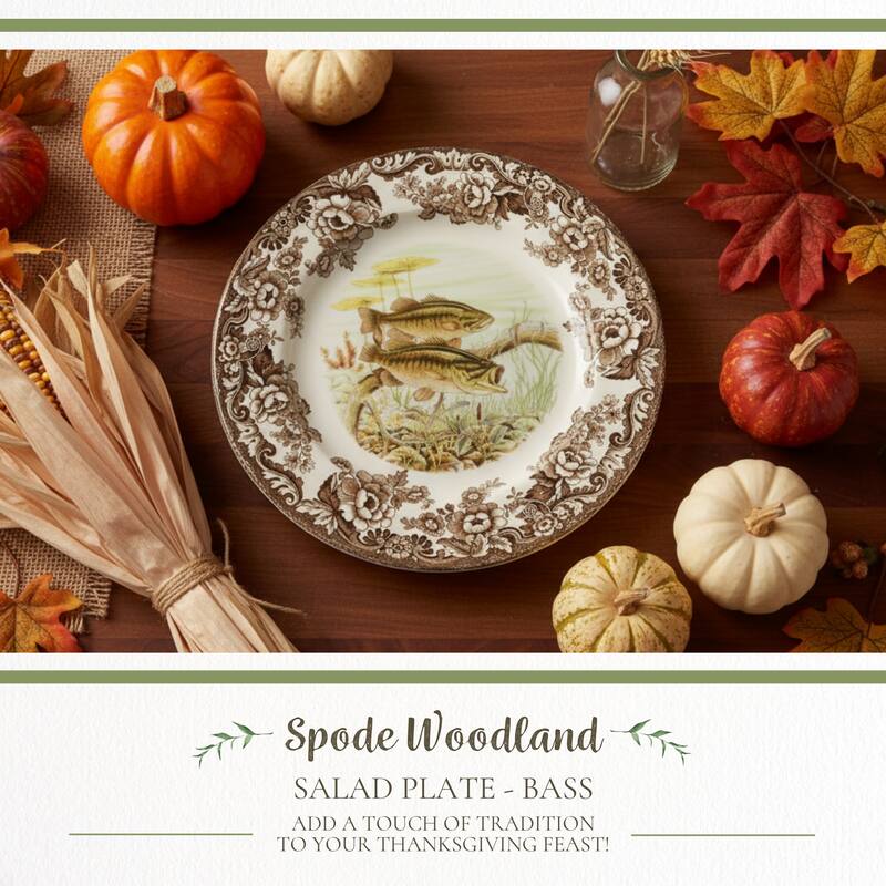 Spode Woodland Fish Motif Salad Plate