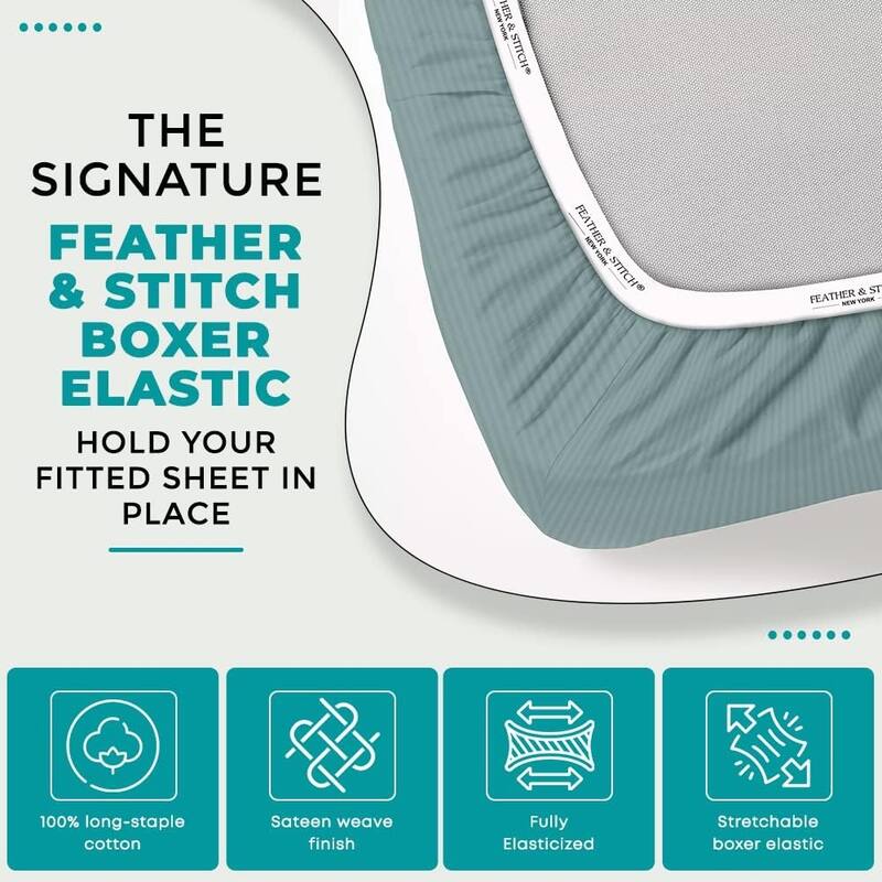 Feather & Stitch 500 Thread Count Damask Stripe ONLY Fitted Sheet