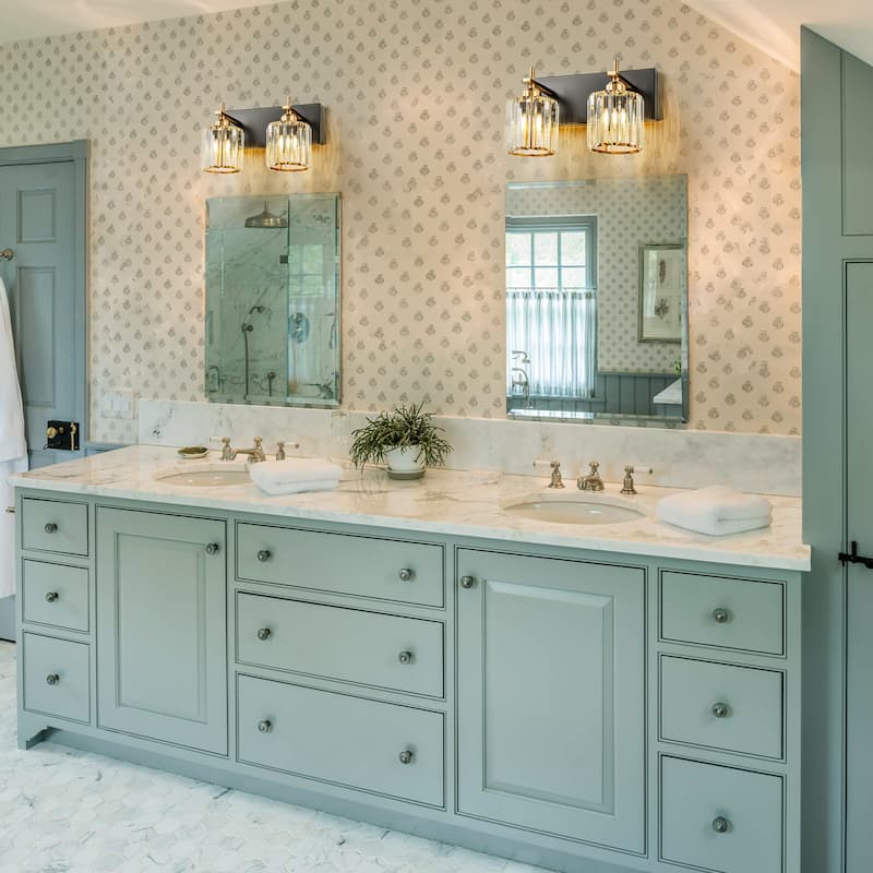 Mid-Century Modern Dimmable Bathroom Vanity Light Crystal Glass Wall Sconce