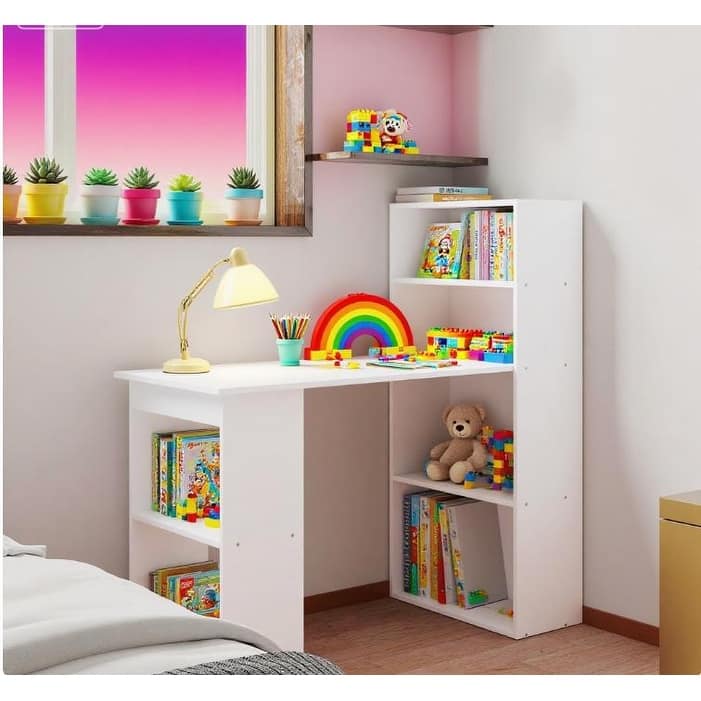Computer Desk with Storage Shelves, Writing Desk Workstation