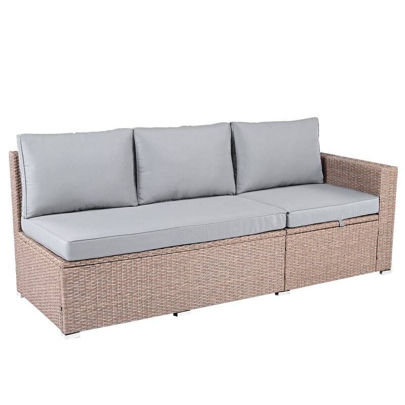 6-Piece All-Weather Outdoor PE Rattan Sofa Set - Patio Wicker Sectional with Storage Box, Removable Covers & Table