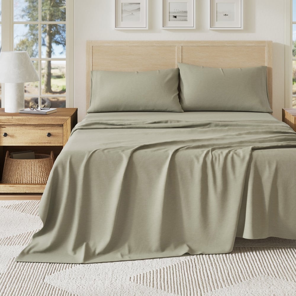 Linery & Co. Heathered Melange Cotton Jersey Knit Sheet Set