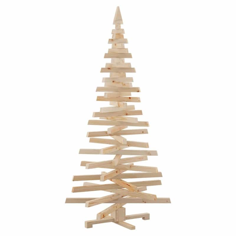 vidaXL Christmas Trees with Stand Natural/Brown Solid pine wood