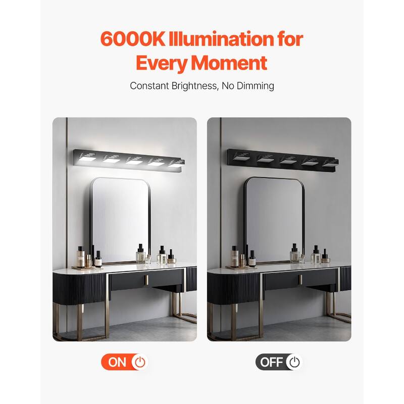 Wall Mounted Modern LED Vanity Light Fixture with 6000K Brightness and Adjustable Head