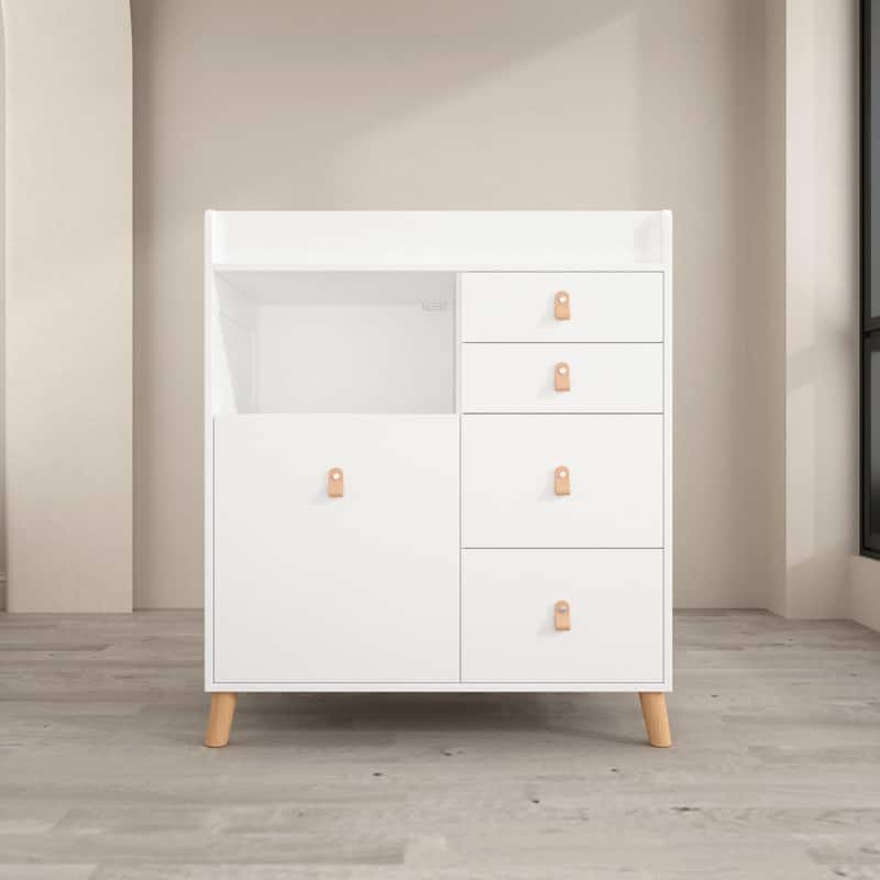 Baby Changing Table Dresser, 33.5" Baby Nursery Dresser with Drawers