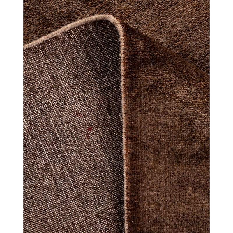 Overton Hand Knotted Wool Vintage Inspired Modern Contemporary Overdyed Brown Area Rug - 4' 0" x 5' 10"