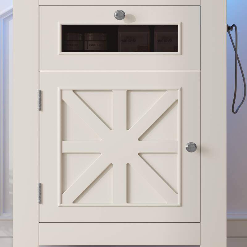 Anmytek Farmhouse 10-20 Gallon Aquarium Tank Stand with Power Outlets, Adjustable Shelves and Storage Cabinet