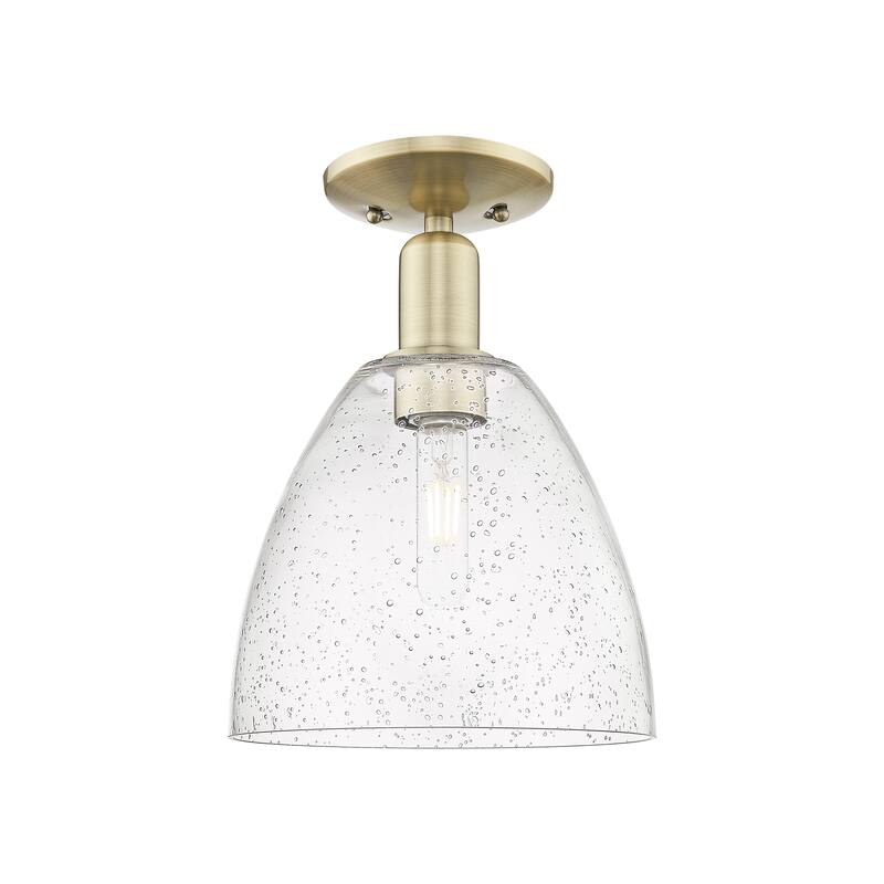 Innovations Lighting Endless Possibilities Arcadia - Bristol - 1 Light 9" Semi-Flush Mount - Antique Brass/Seedy