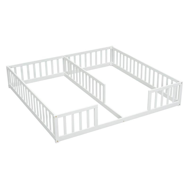 Double Twin Floor Bed with Fence