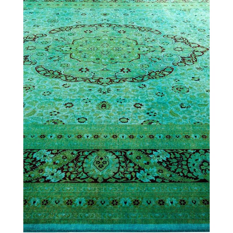 Overton Hand Knotted Wool Vintage Inspired Modern Contemporary Overdyed Blue Area Rug - 10' 2" x 16' 4"