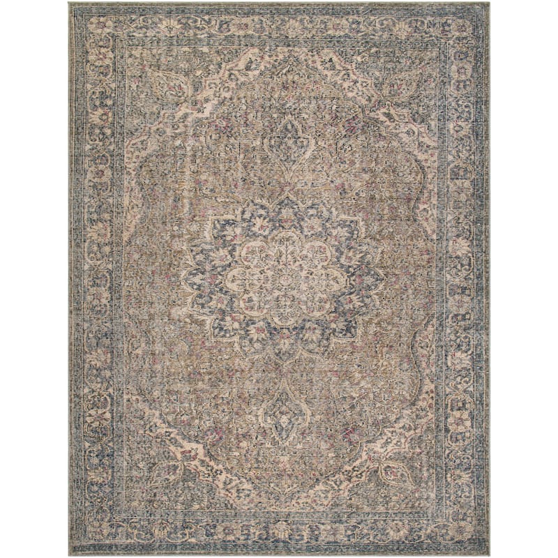Livabliss Traditional Colin Medallion Washable Area Rug