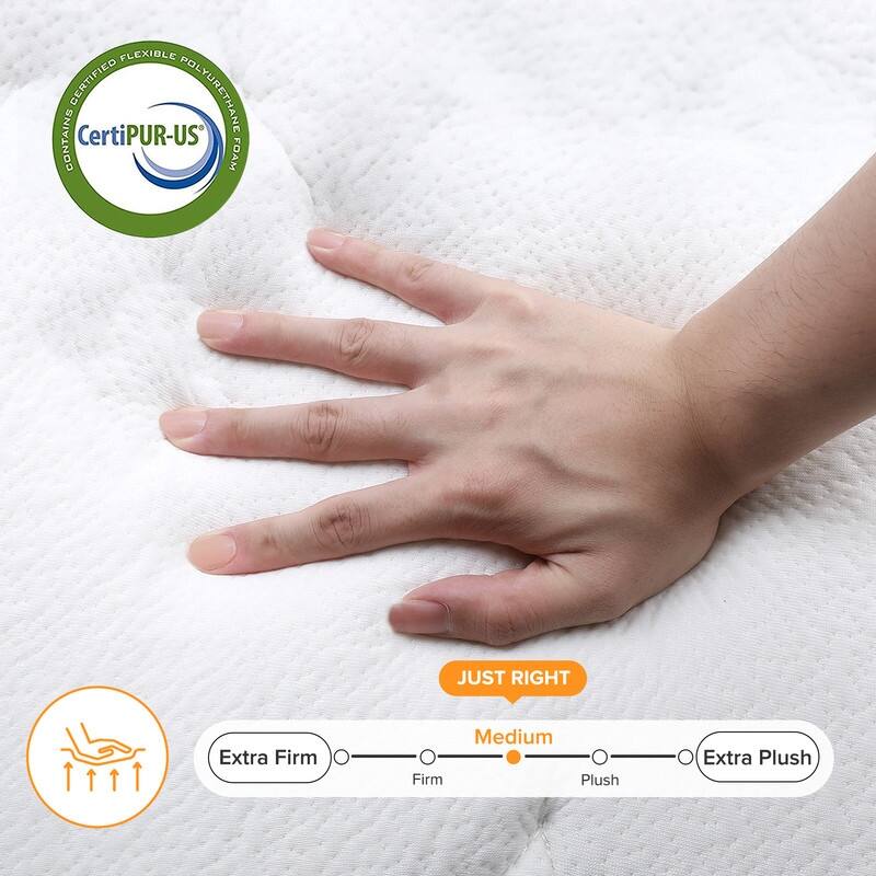 SweDrea 12" Medium Hybrid Memory Foam Mattress with CertiPUR-US & Oeko-TEX, Bamboo Charcoal Infusion