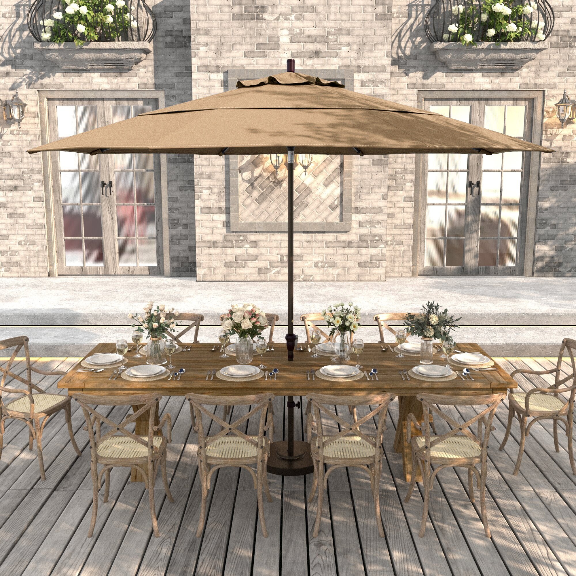 california umbrella 11'rd. wooden patio umbrella 11' Round Crank Lift, Collar Tilt, Aluminum Pole, Fiberglass Rib Umbrella, Bronze Finish, Hunter Green As an added benefit California Umbrella Tahoe Series 11