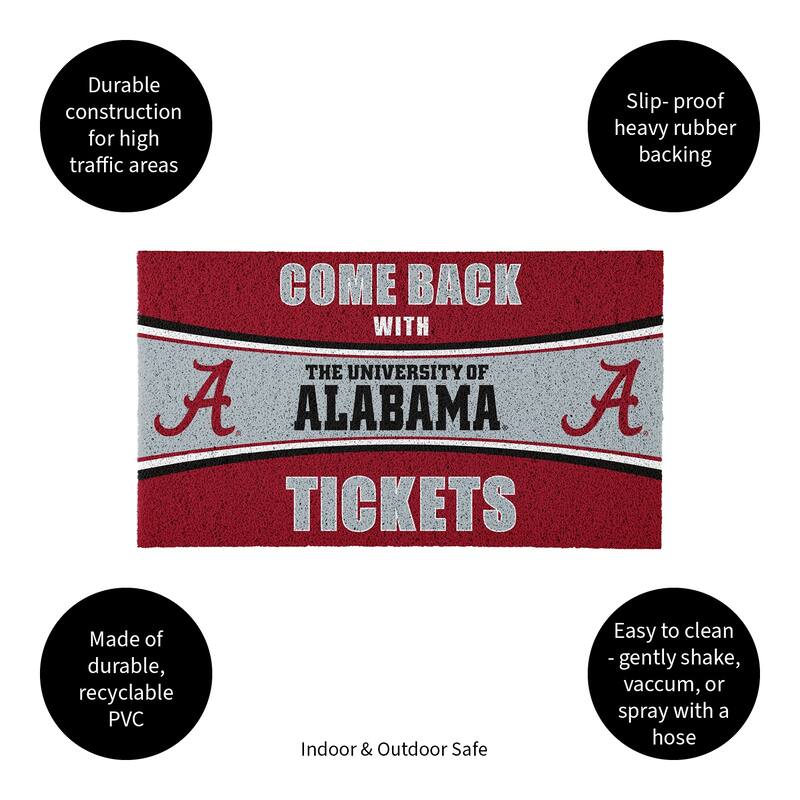 University of Alabama 28 in. x 16 in. PVC "Come Back With Tickets" Trapper Door Mat