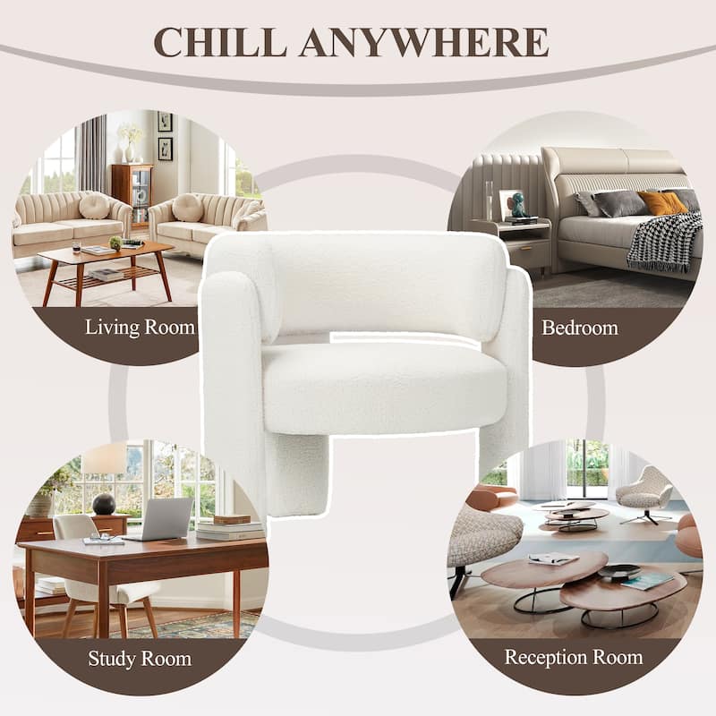 RENEWLINE Modern Velvet Barrel Accent Chair - 3-Leg Design for Living Room, Bedroom