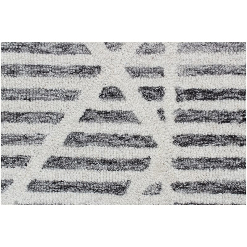 Handmade Corinth Collection Ivory/Charcoal Wool Area Rug