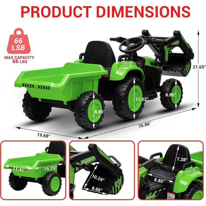 Electric Vehicles Ride On Car Toy with Remote Control, Digger for Kids Best Gifts