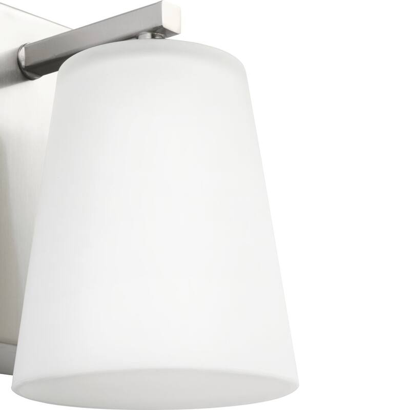 Vertex Collection One-Light Brushed Nickel Etched White Glass Contemporary Bath Light - 4.75 in x 6.25 in x 7.5 in