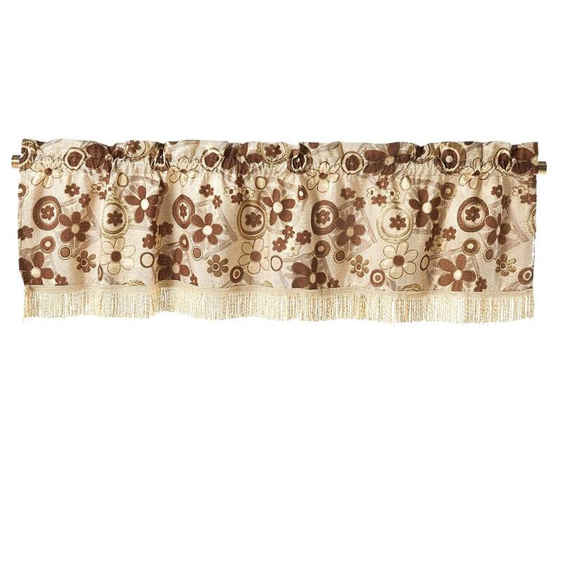 Violet Linen Victoria Chenille Daisy Sunflower, Polyester Jacquard Chenille, 60" x 15", Straight, Rod Pocket Curtain Valance