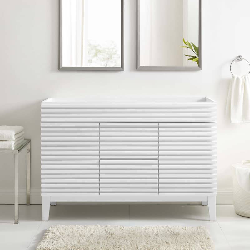 Render 48" Double Sink Compatible (Not Included) Bathroom Vanity Cabinet - White
