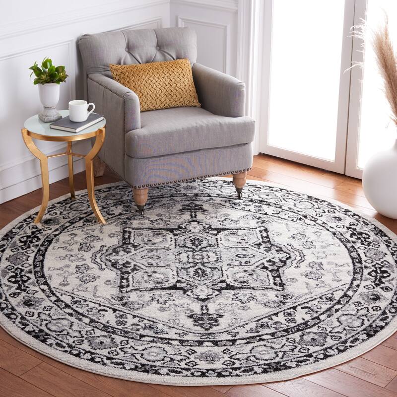 SAFAVIEH Tulum Doralice Bohemian & Eclectic Rug - 6'7" Round - Ivory/Black