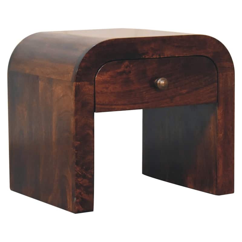 HomeRoots 16" Walnut Solid Wood One Drawer Nightstand