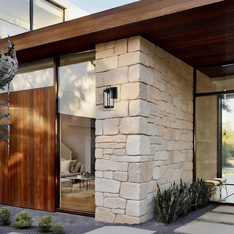 Matte Black Farmhouse Outdoor Wall Lantern Sconce - 3 Variants (11in 1-Light/14in 1-Light/17in 3-Light), Clear Glass, Wet Rated