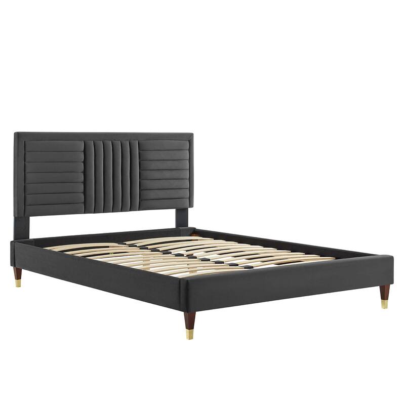 Sofia Channel Tufted Performance Velvet Full Platform Bed