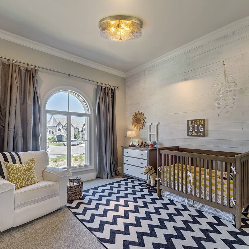 Modern 3-Light Seeded Glass Drum Flush Mount Ceiling Light