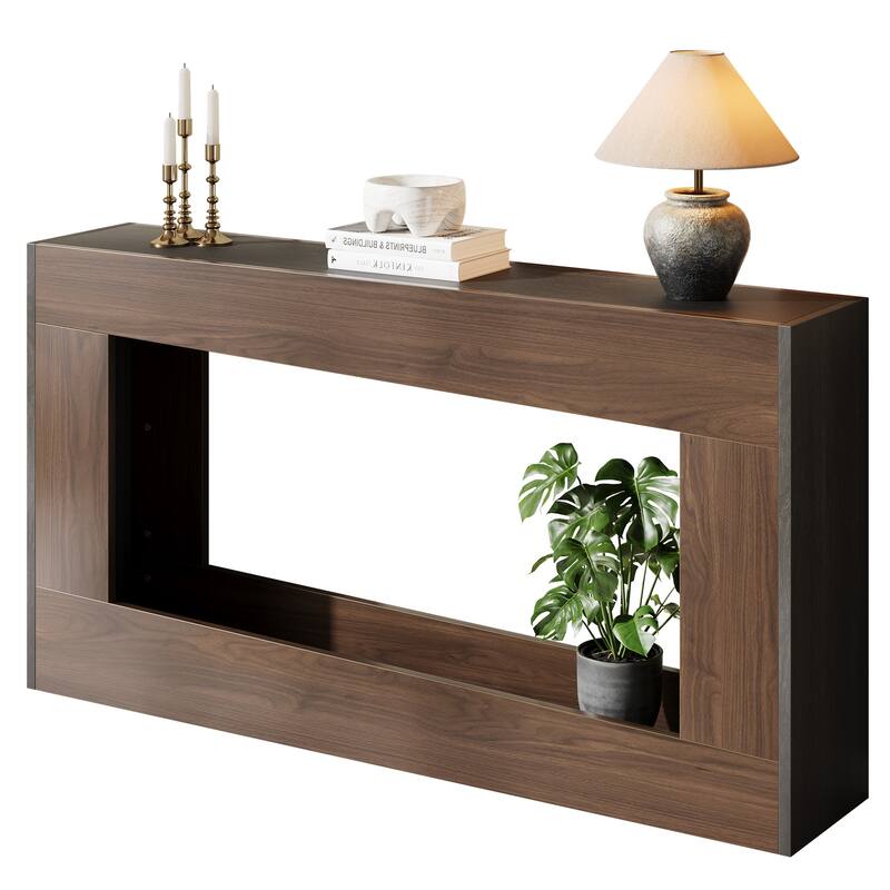 63-Inch Wood Console Table, Long Entryway Table with Storage Shelf, Farmhouse Narrow Sofa Table