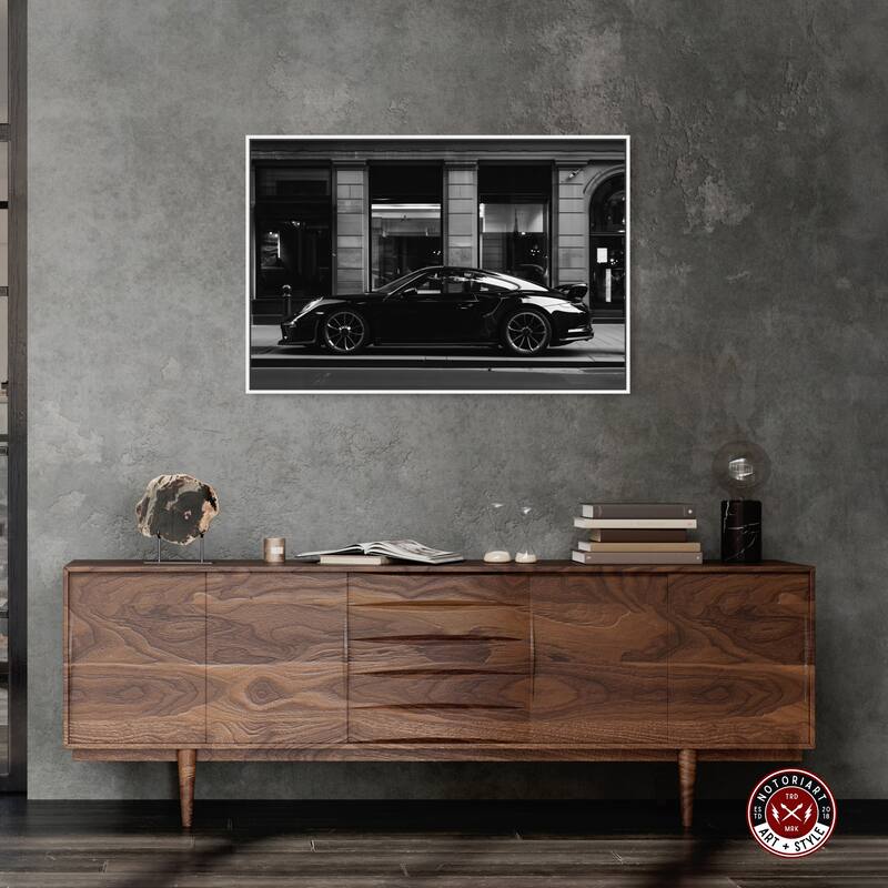 Notoriart City Streets Car Framed Car 1 Piece Canvas Wall Art