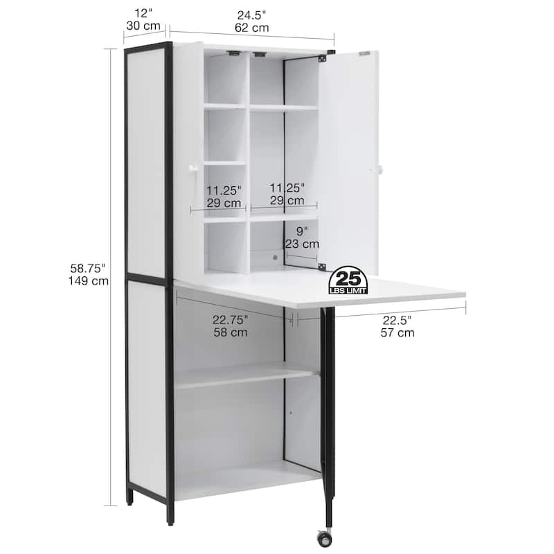 Craft Armoire with Folding Desktop for Crafts, Sewing, Home or Office