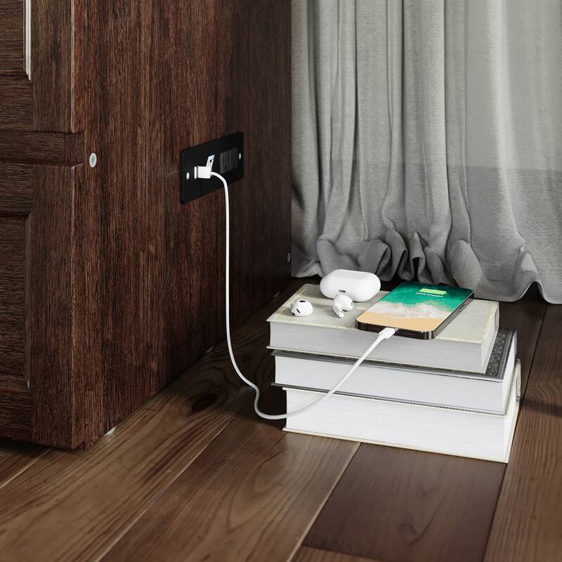 AFI Northfield Murphy Bed Chest with 6" Mattress, Storage Drawer & Built-In Charger