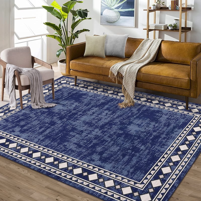 Garvee Machine Washable Rug Modern Bordered Area Rugs