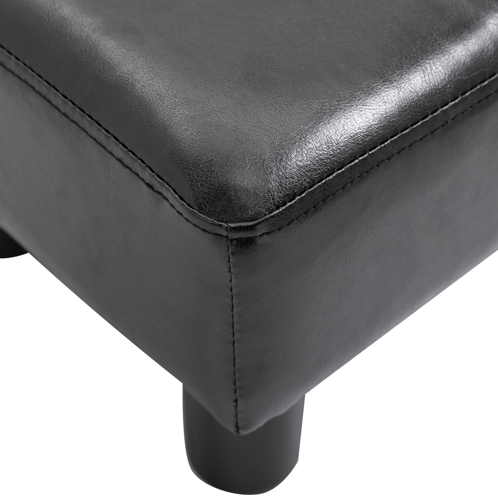 Costway PU Leather Ottoman Rectangular Footrest Small Stool w/ Padded Seat  Black