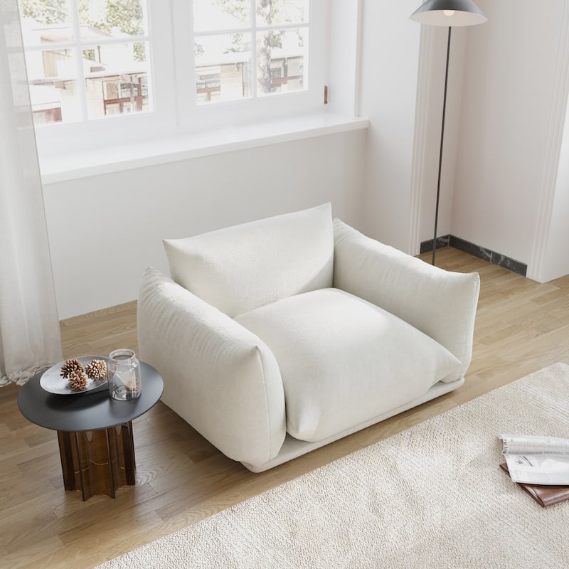 Sponge Soft Single Sofa Accent Chair Chenille Fabric Sofa - Beige