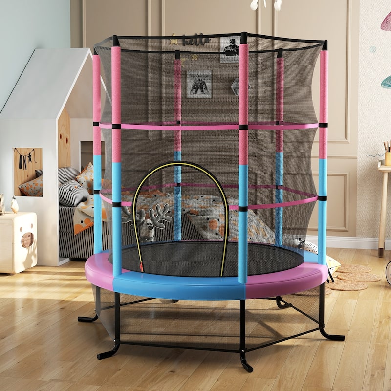 Gymax 55'' Trampoline for Kids Toddler Recreational Trampoline w/